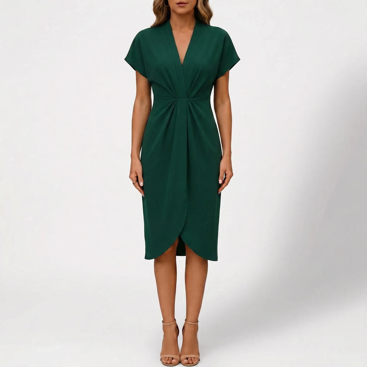 Women's Wrap Midi Dress - V Neck for Summer Cocktail