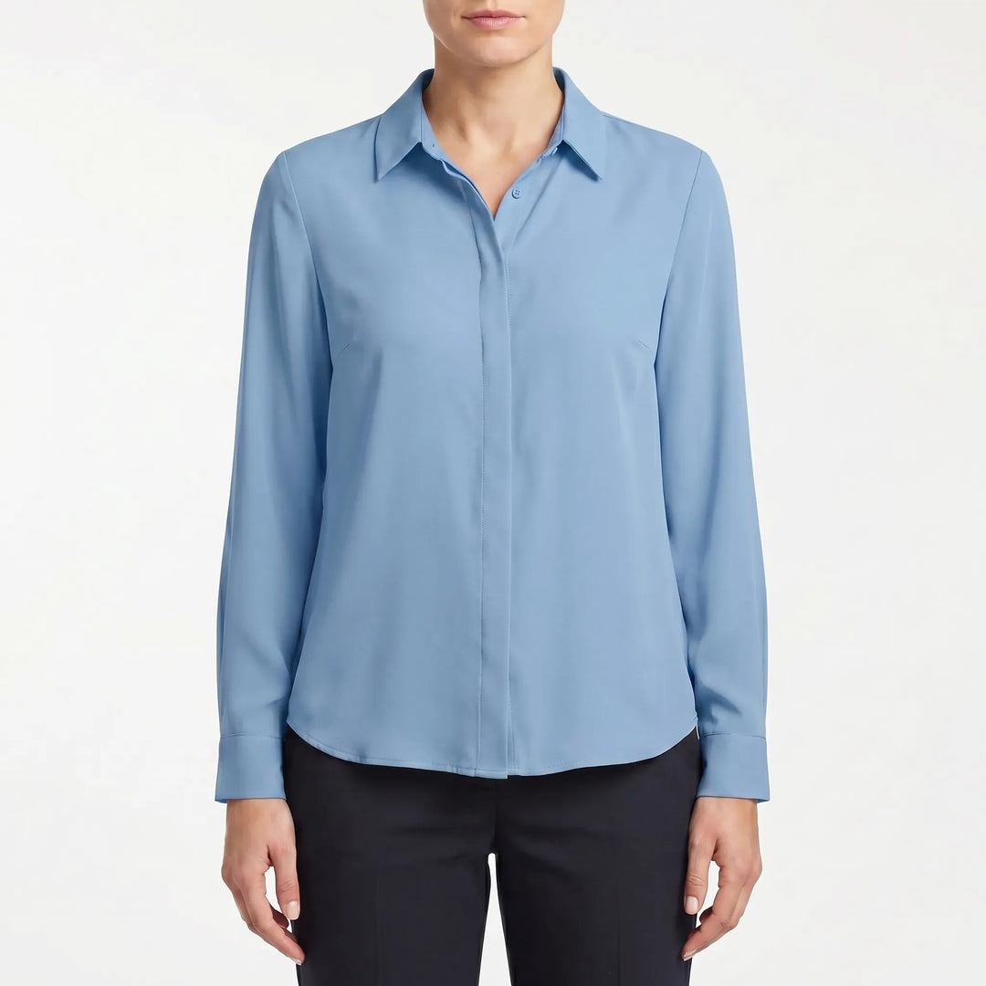 Women's Button Up Blouse - Collared with Long Sleeve for Work