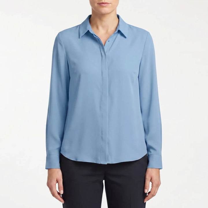Women's Button Up Blouse - Collared with Long Sleeve for Work