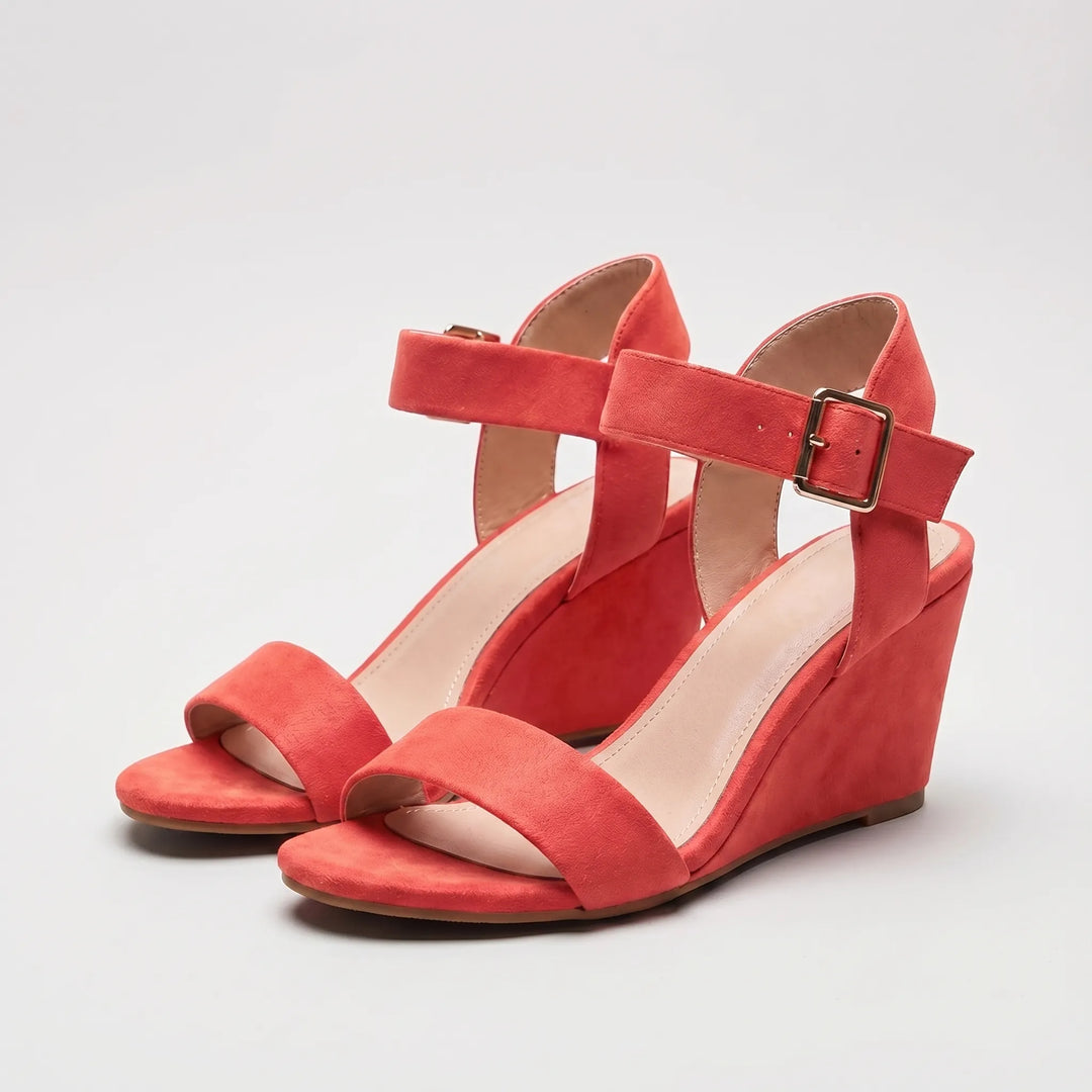 Women's Wedge Sandals - Open Toe with Ankle Strap for Summer
