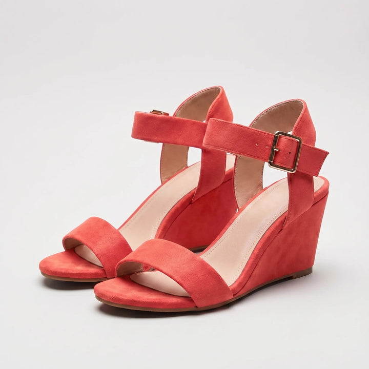 Women's Wedge Sandals - Open Toe with Ankle Strap for Summer