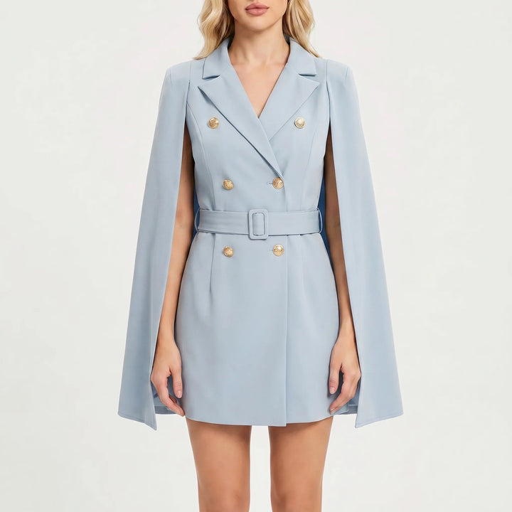 Women's Mini Blazer Dress - Cape Sleeve Cocktail Party Dress