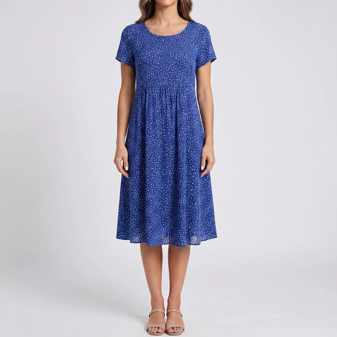 Women's Printed Boho Midi Dress - Casual Summer Sundress