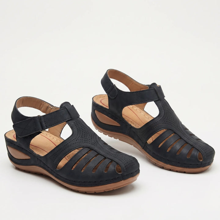 Women's Closed Toe Walking Sandals - Cutout Design for Summer
