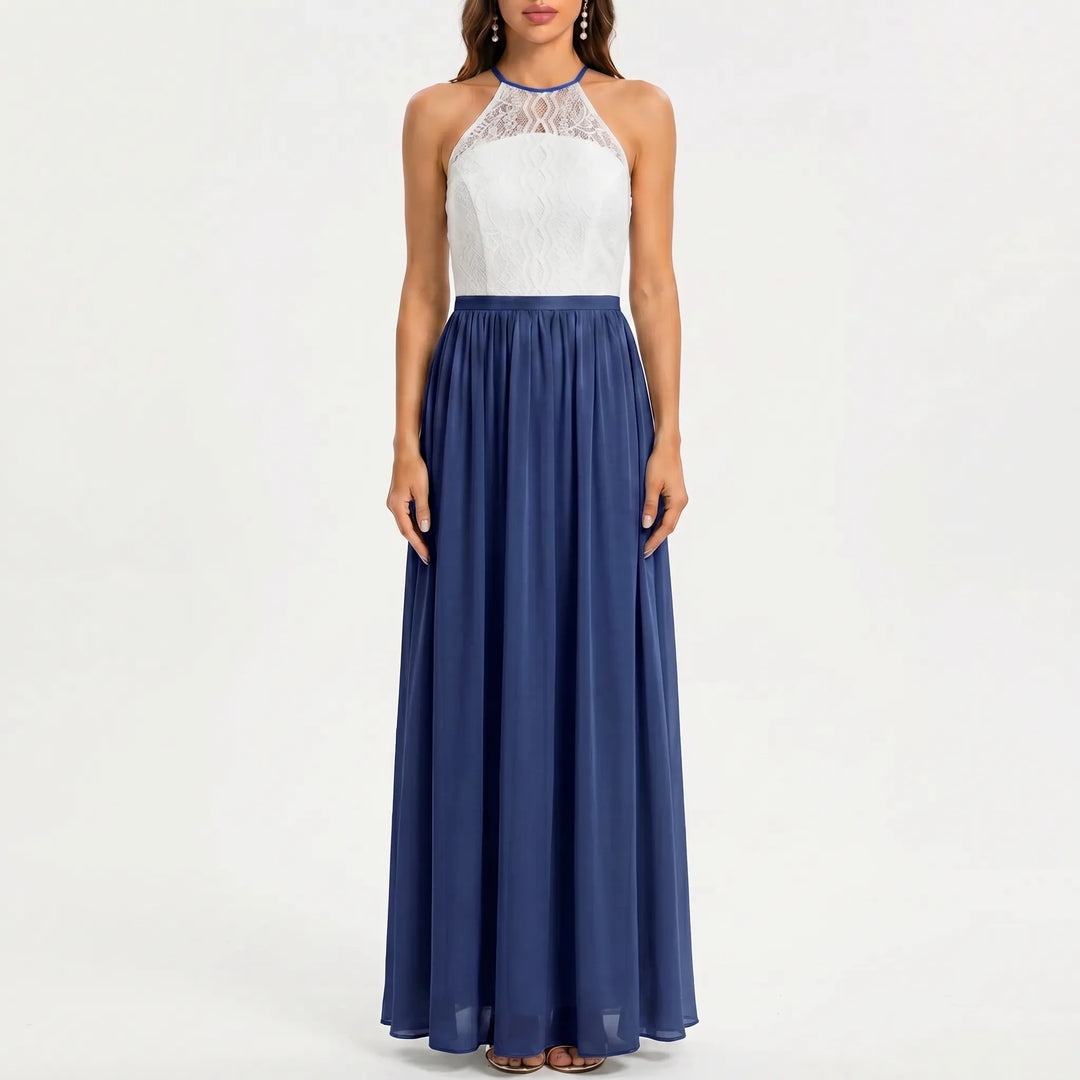 Women's Halter Maxi Dress - Open Back for Wedding Guest