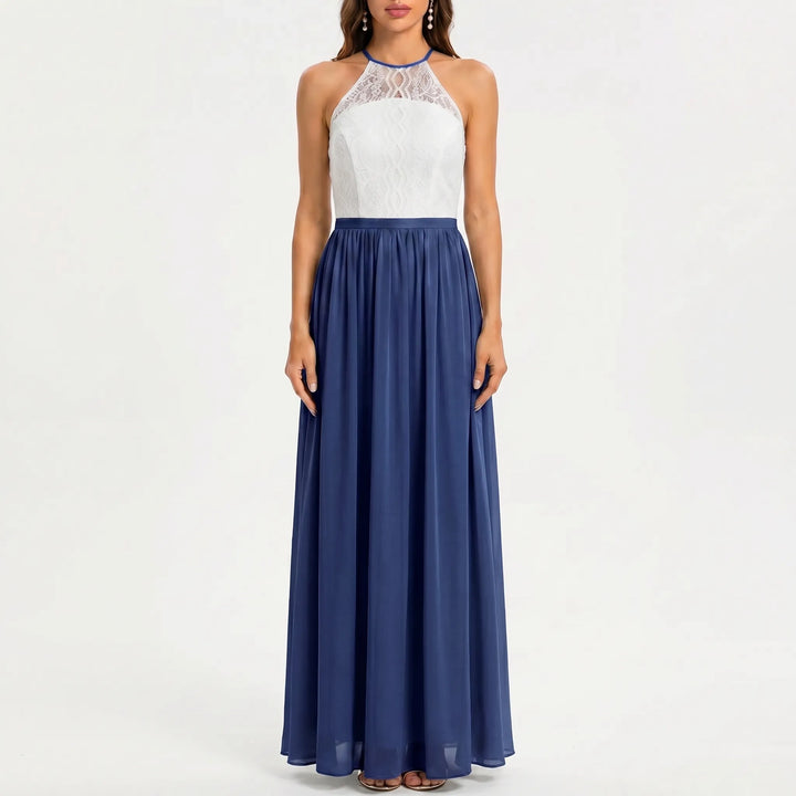 Women's Halter Maxi Dress - Open Back for Wedding Guest
