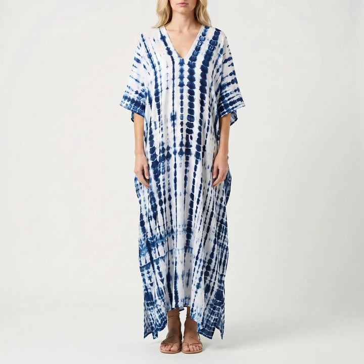 Women's Summer Caftan Maxi Dress - Loose V Neck Casual Boho