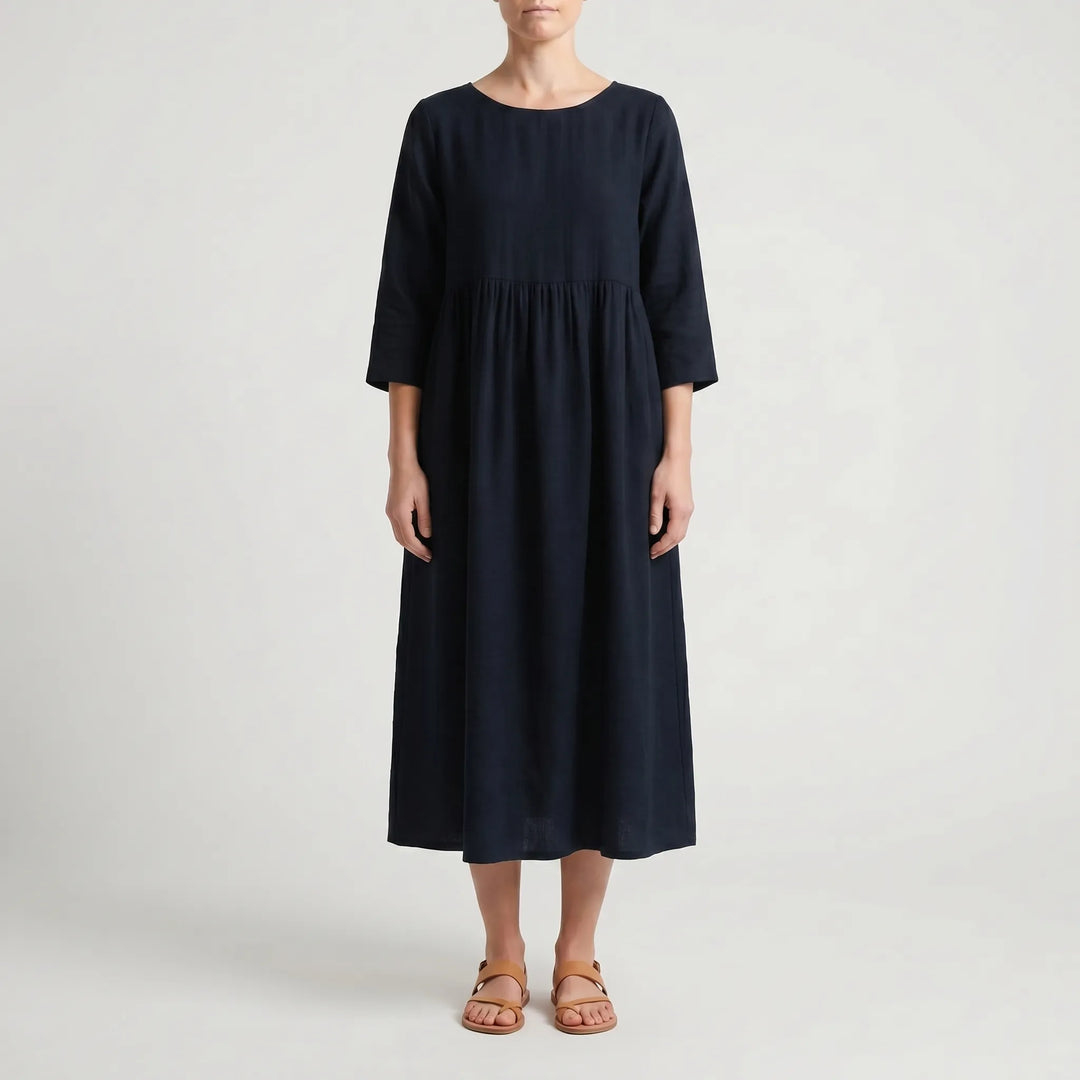 Women's Loose Fit Midi Dress - Swing Dress with Pockets
