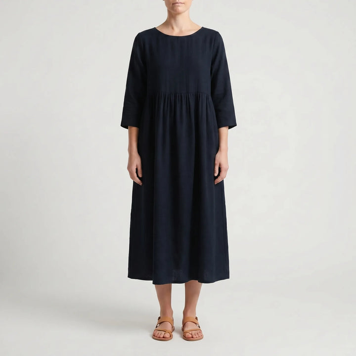 Women's Loose Fit Midi Dress - Swing Dress with Pockets
