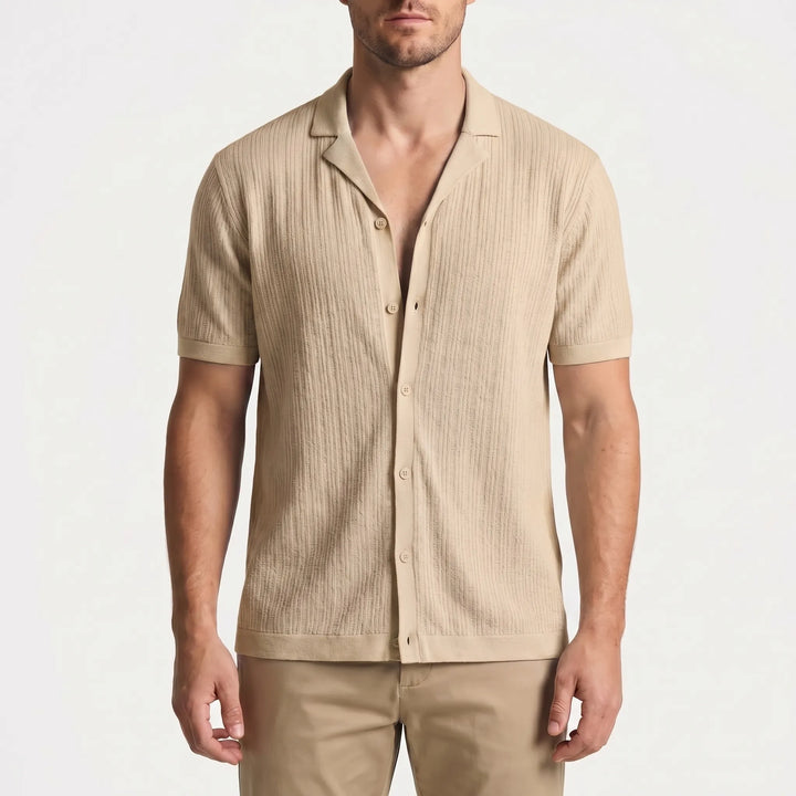 Men's Short Sleeve Button Down Shirt - Summer Casual Cuban Collar