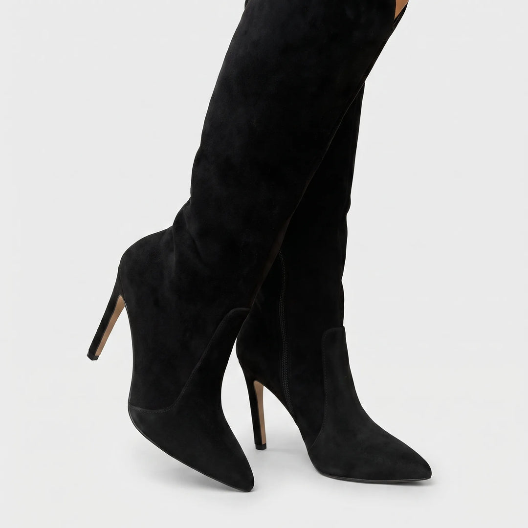 Women's Elegant Knee High Boots - Pointed Toe with Stiletto Heel