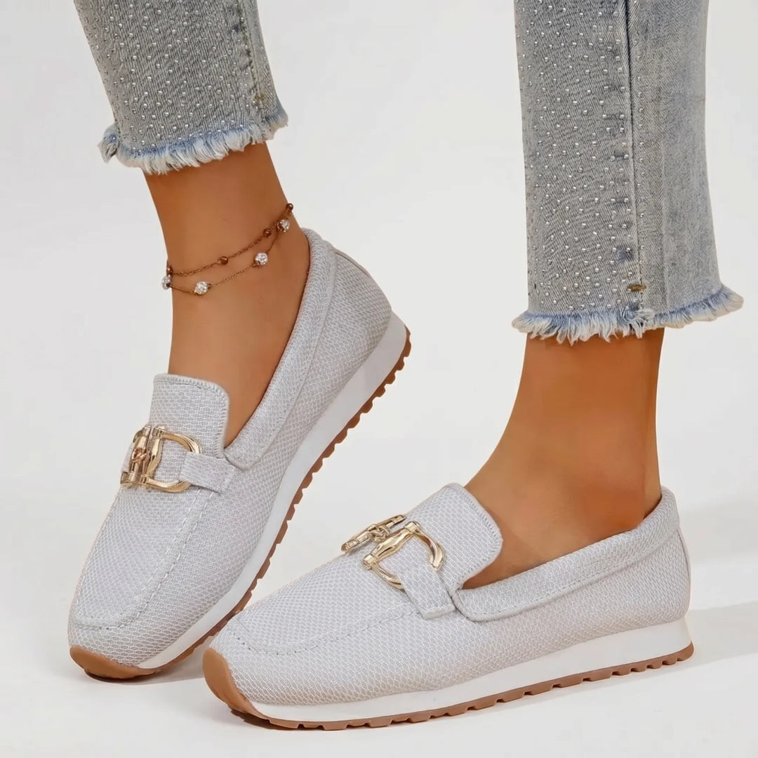 Women's Casual Slip On Loafers - Platform with Chain Detail