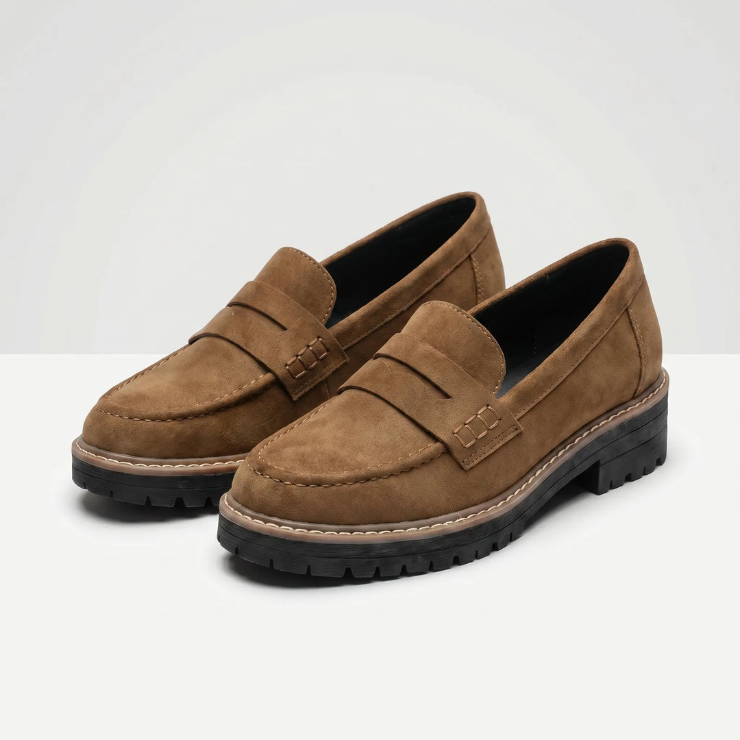 Women's Penny Loafers - Casual Slip On with Chunky Sole