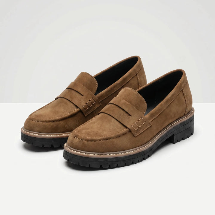 Women's Penny Loafers - Casual Slip On with Chunky Sole