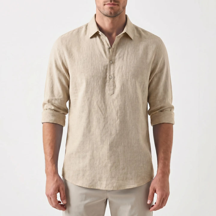 Men's Long Sleeve Polo Shirt - Summer Casual Popover