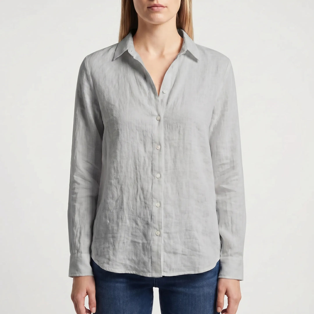 Women's Summer Button Up Blouse - Long Sleeve Casual V Neck Dressy
