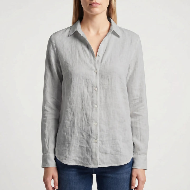 Women's Summer Button Up Blouse - Long Sleeve Casual V Neck Dressy