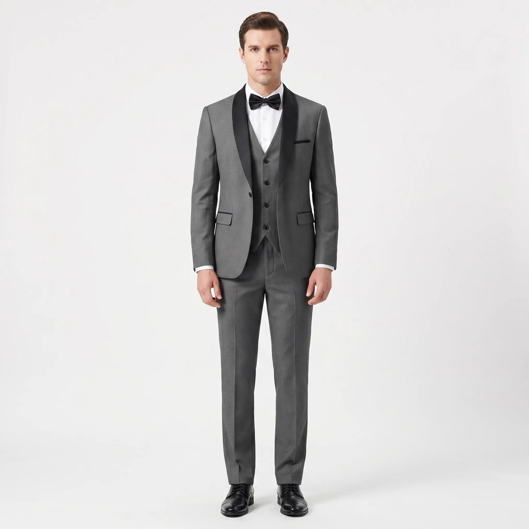 Men's 3 Piece Tuxedo Suit - Slim Fit Blazer Vest and Pants