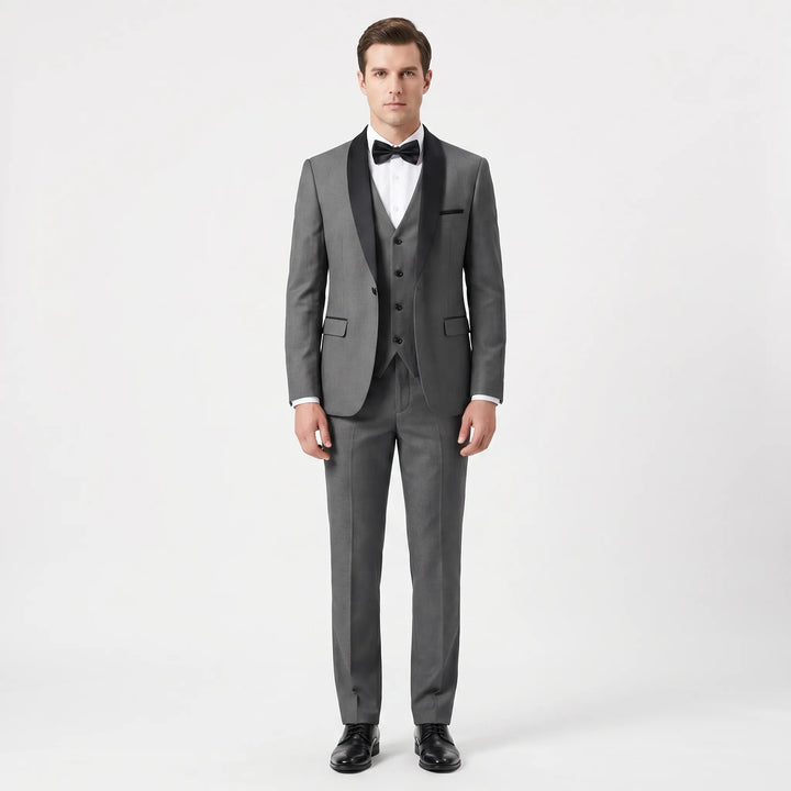 Men's 3 Piece Tuxedo Suit - Slim Fit Blazer Vest and Pants