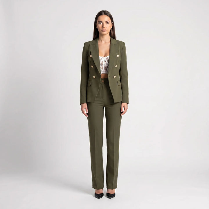 Women's 2 Piece Suit Set - Tailored Blazer and Pants for Work