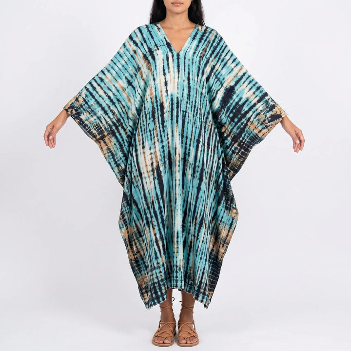 Women's Summer Caftan Maxi Dress - Loose V Neck Casual Boho