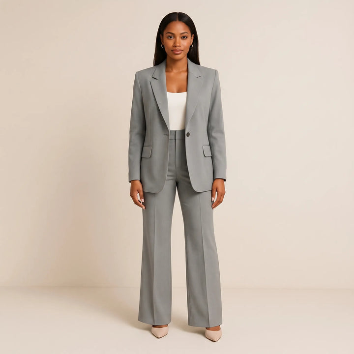 Women's 2 Piece Suit Set - Blazer and Flare Pants for Work