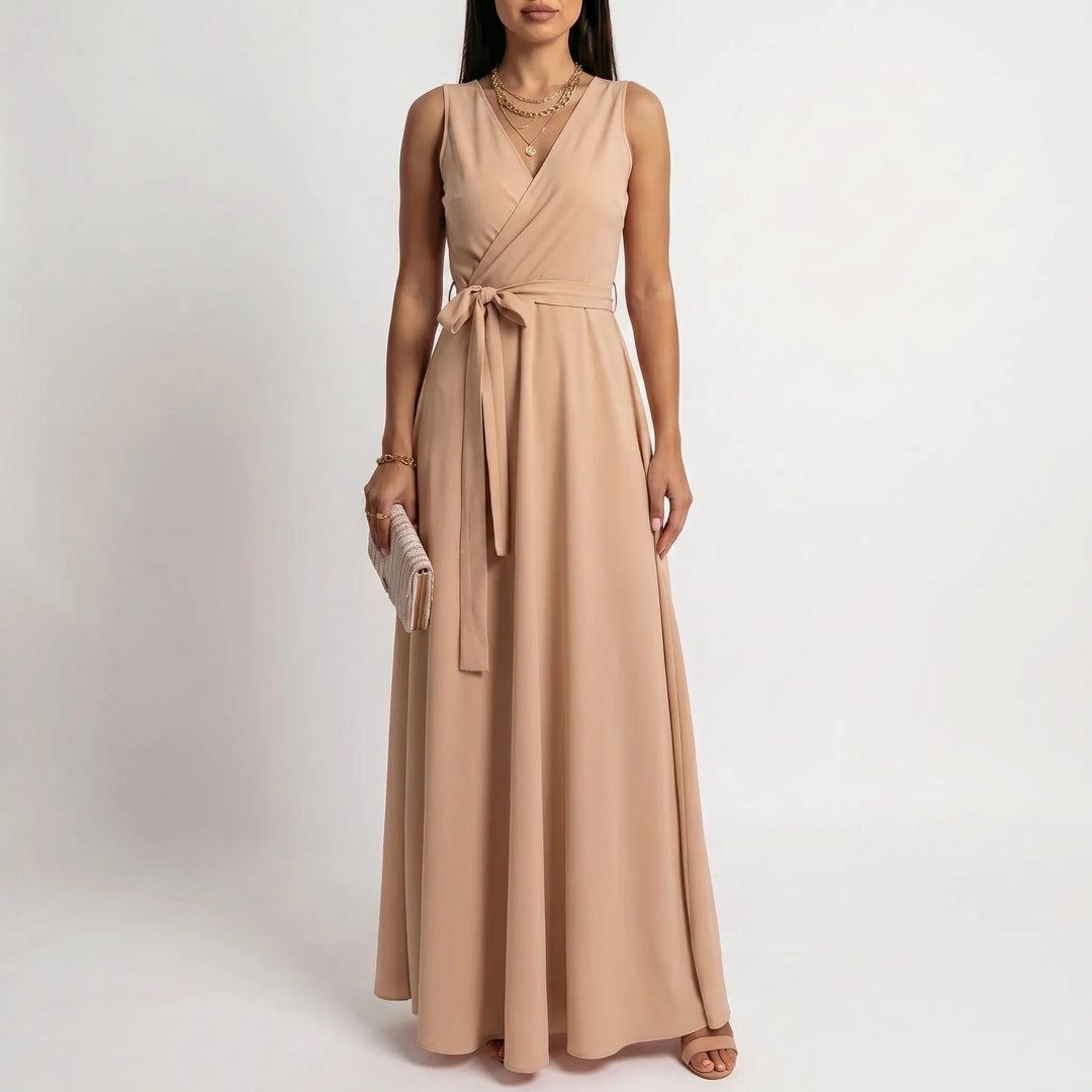 Women's Wrap Maxi Dress - Sleeveless for Wedding Guest