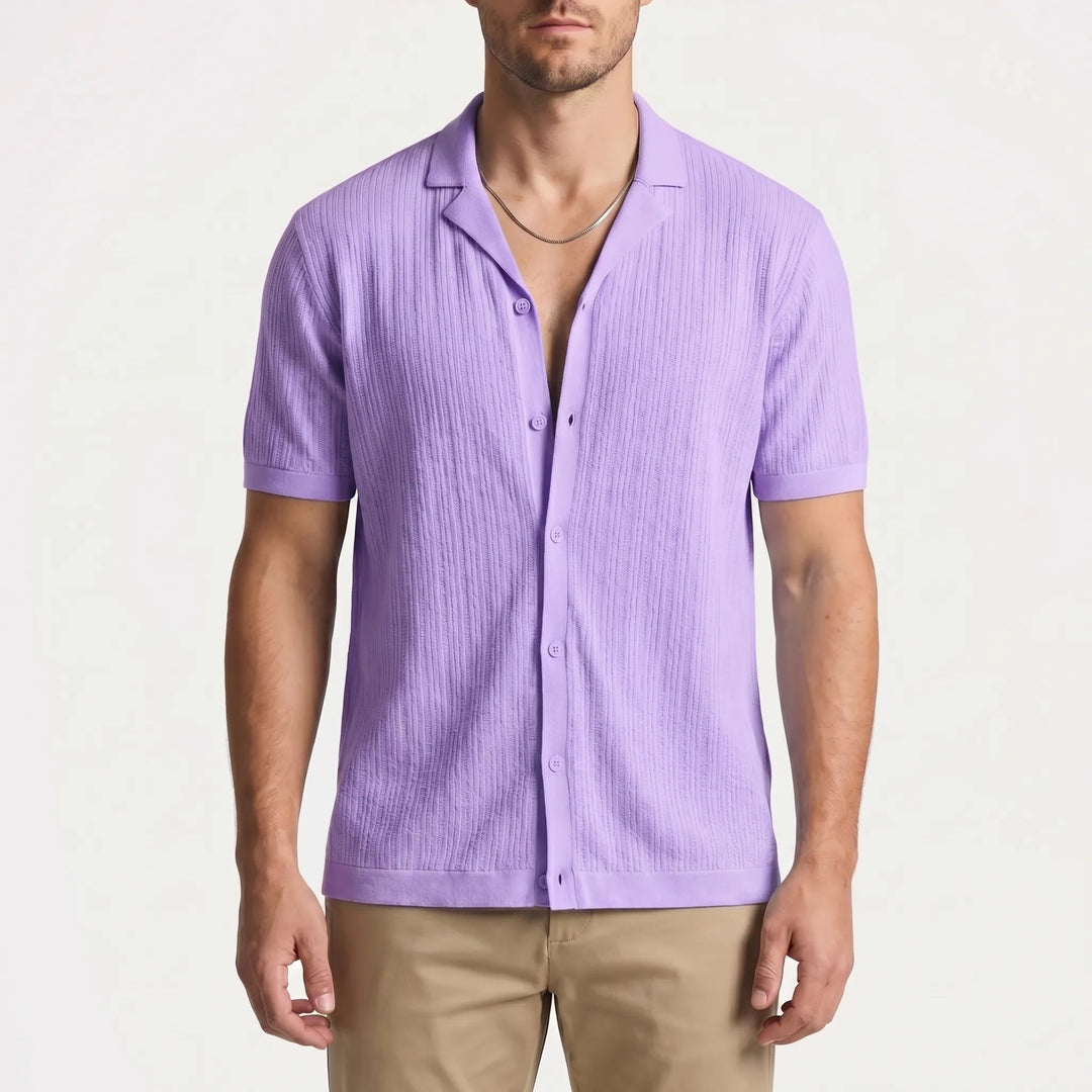 Men's Short Sleeve Button Down Shirt - Summer Casual Cuban Collar
