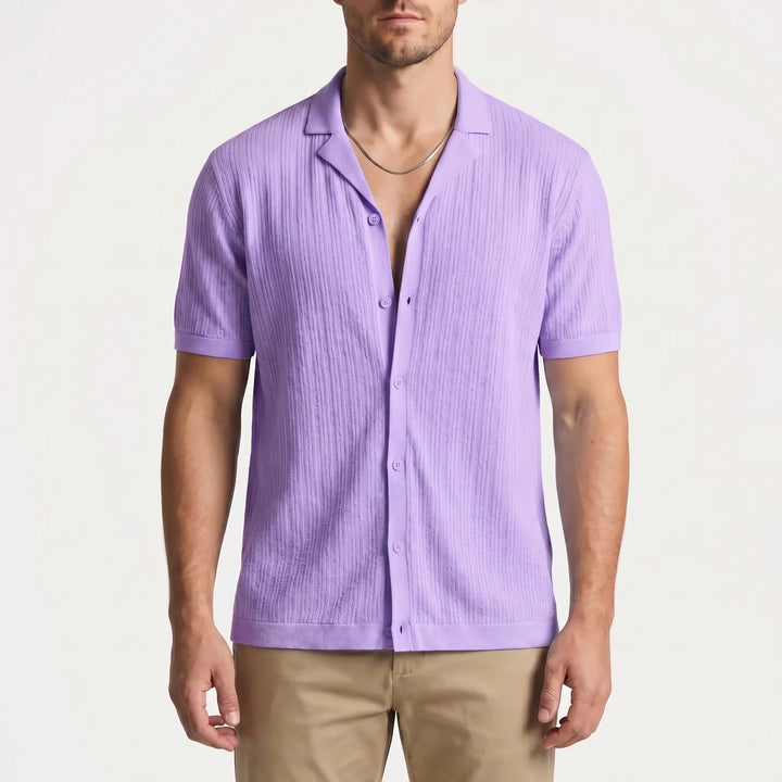 Men's Short Sleeve Button Down Shirt - Summer Casual Cuban Collar
