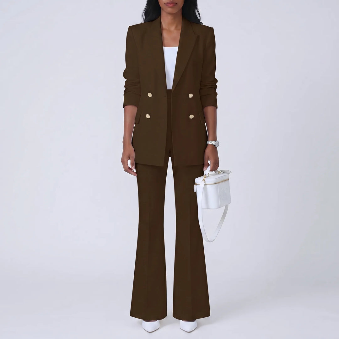 Women's 2 Piece Suit Set - Blazer and Flare Pants for Work