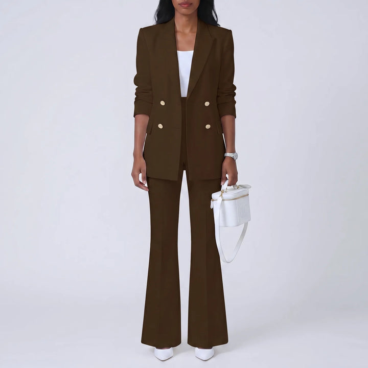 Women's 2 Piece Suit Set - Blazer and Flare Pants for Work