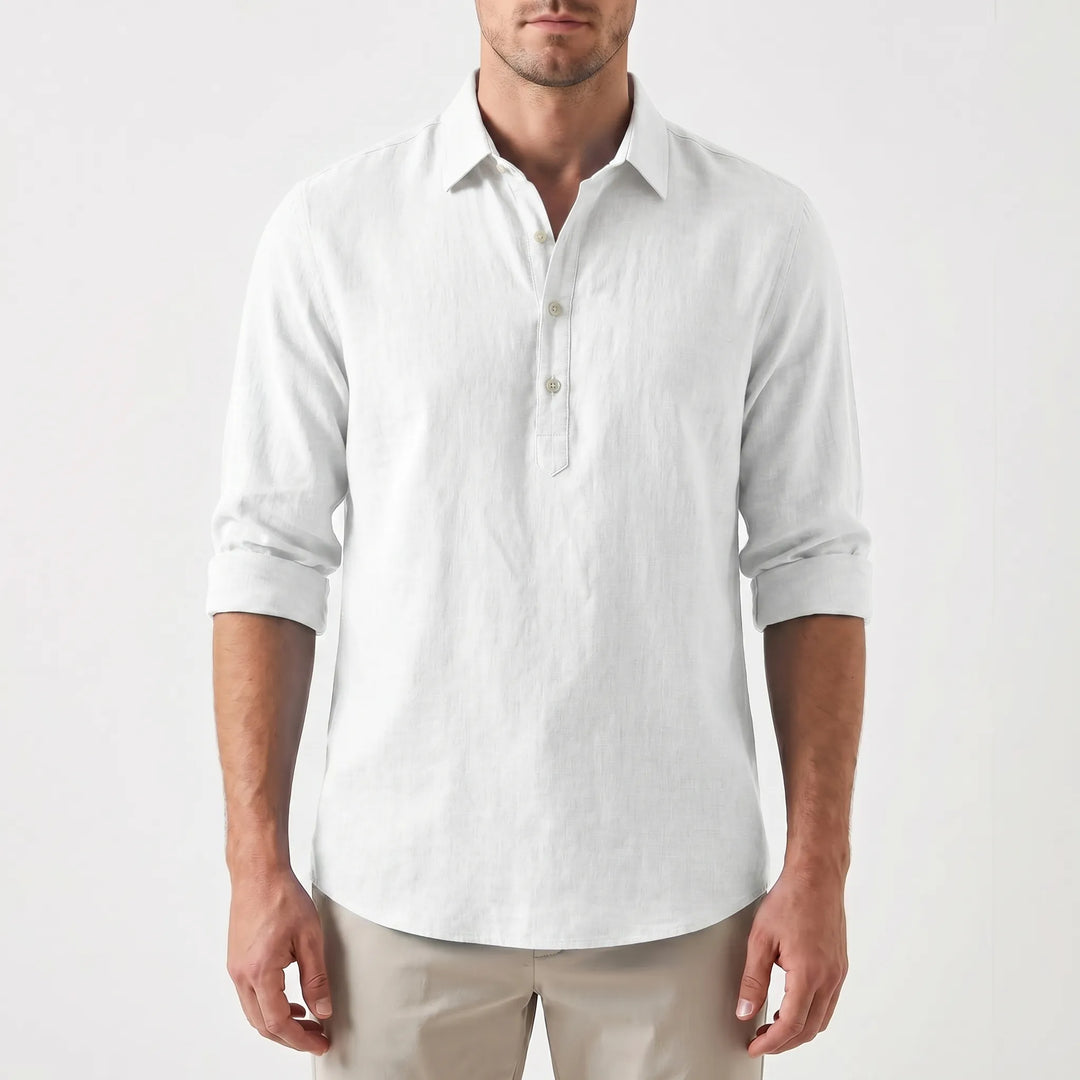Men's Long Sleeve Polo Shirt - Summer Casual Popover
