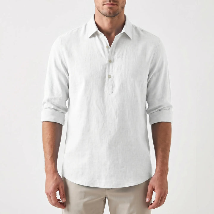Men's Long Sleeve Polo Shirt - Summer Casual Popover