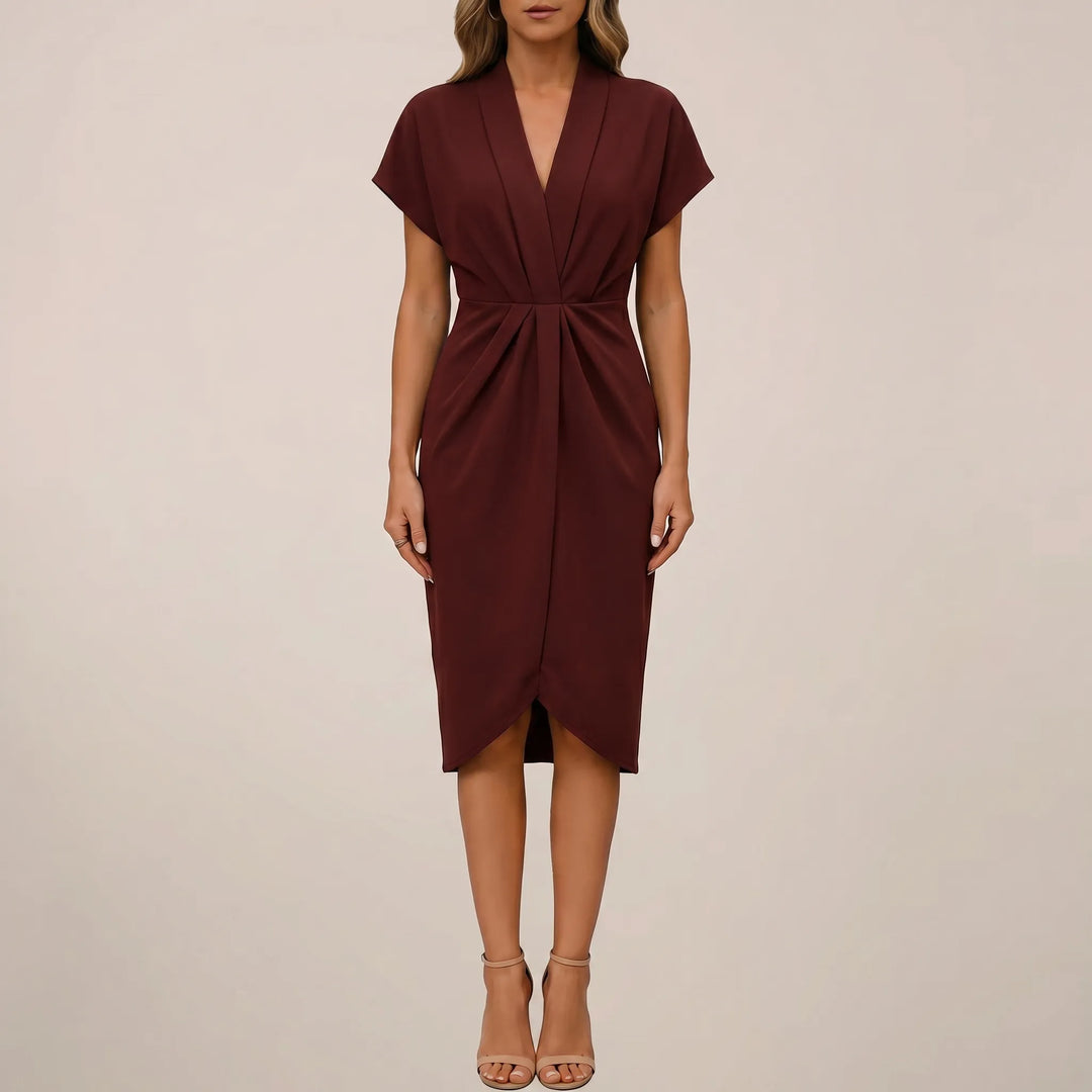 Women's Wrap Midi Dress - V Neck for Summer Cocktail