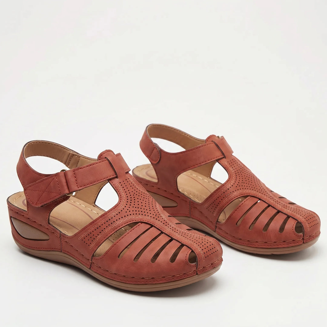 Women's Closed Toe Walking Sandals - Cutout Design for Summer