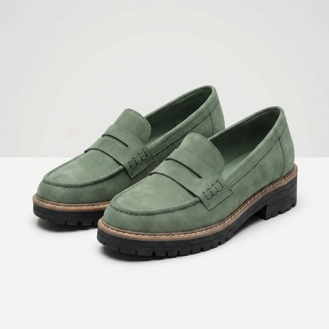 Women's Penny Loafers - Casual Slip On with Chunky Sole