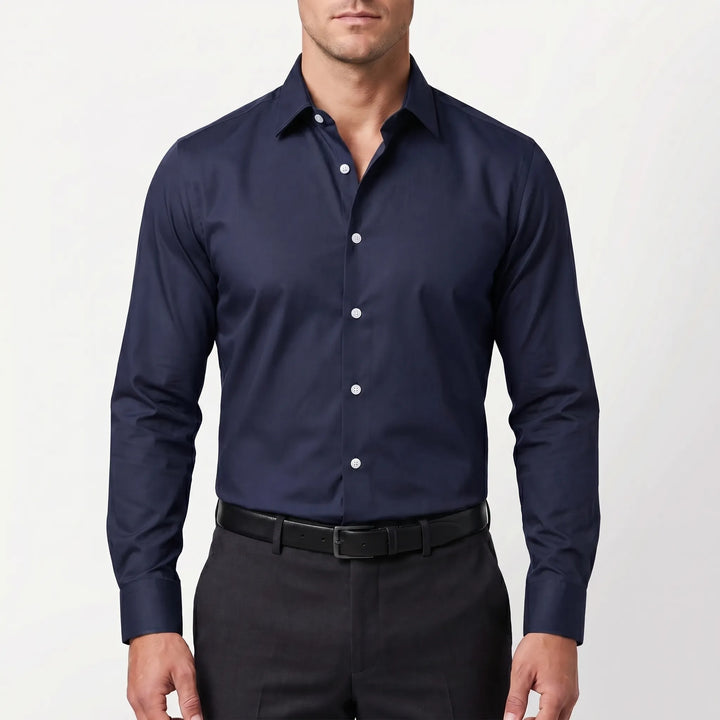 Men's Slim Fit Button Up Shirt - Smart Long Sleeve for Work
