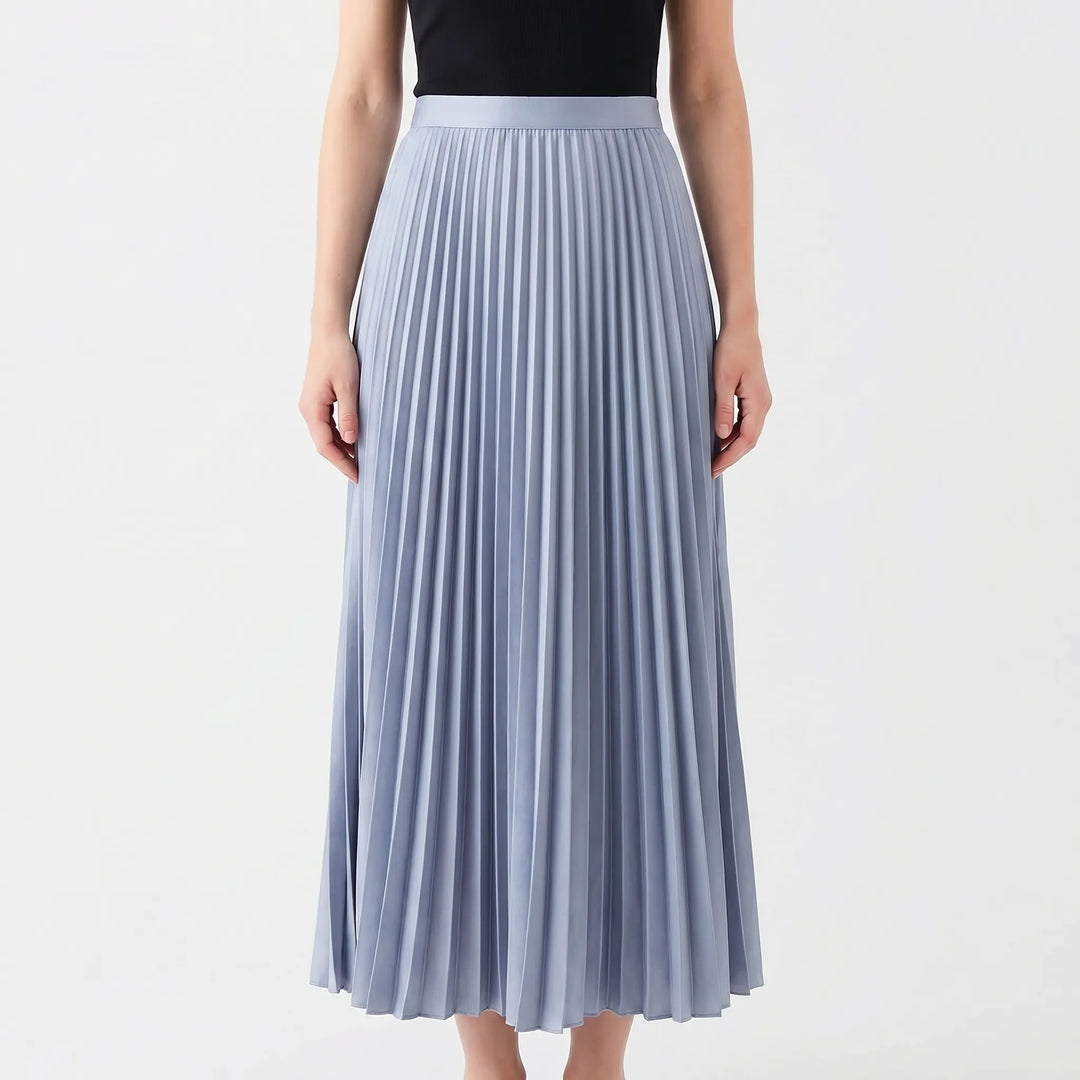 Women's Pleated Maxi Skirt - Flowing with Elastic Waist