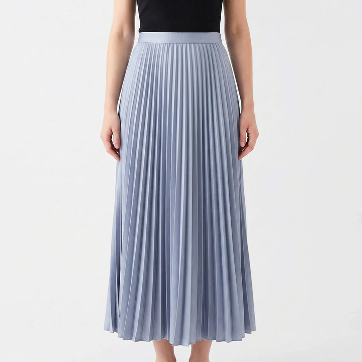 Women's Pleated Maxi Skirt - Flowing with Elastic Waist