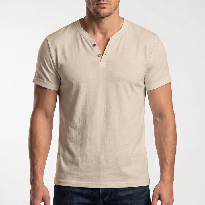 Men's Short Sleeve Henley T Shirt - Casual Summer V Neck Top