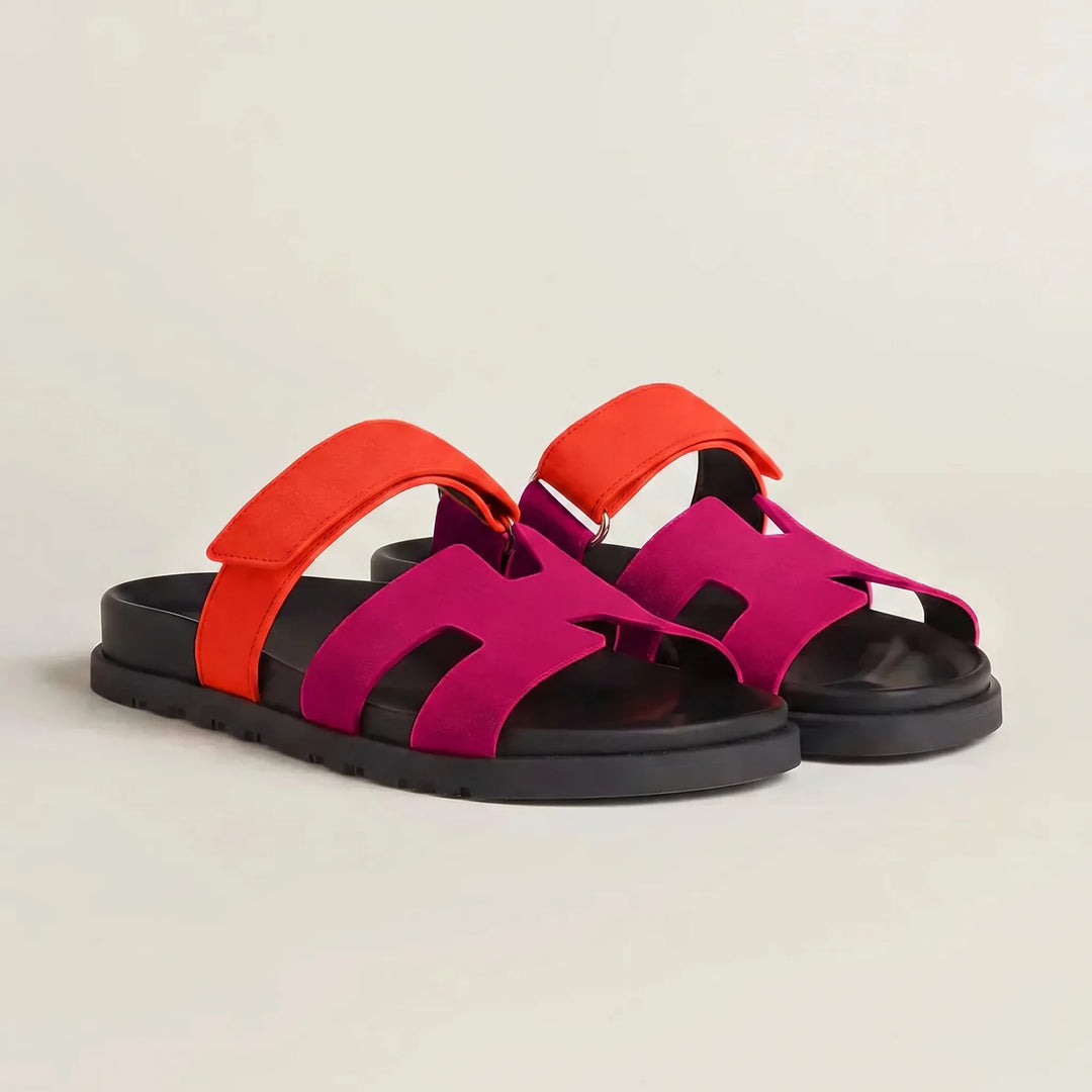 Women's Summer Slide Sandals - Adjustable Strap Flat Casual Open Toe