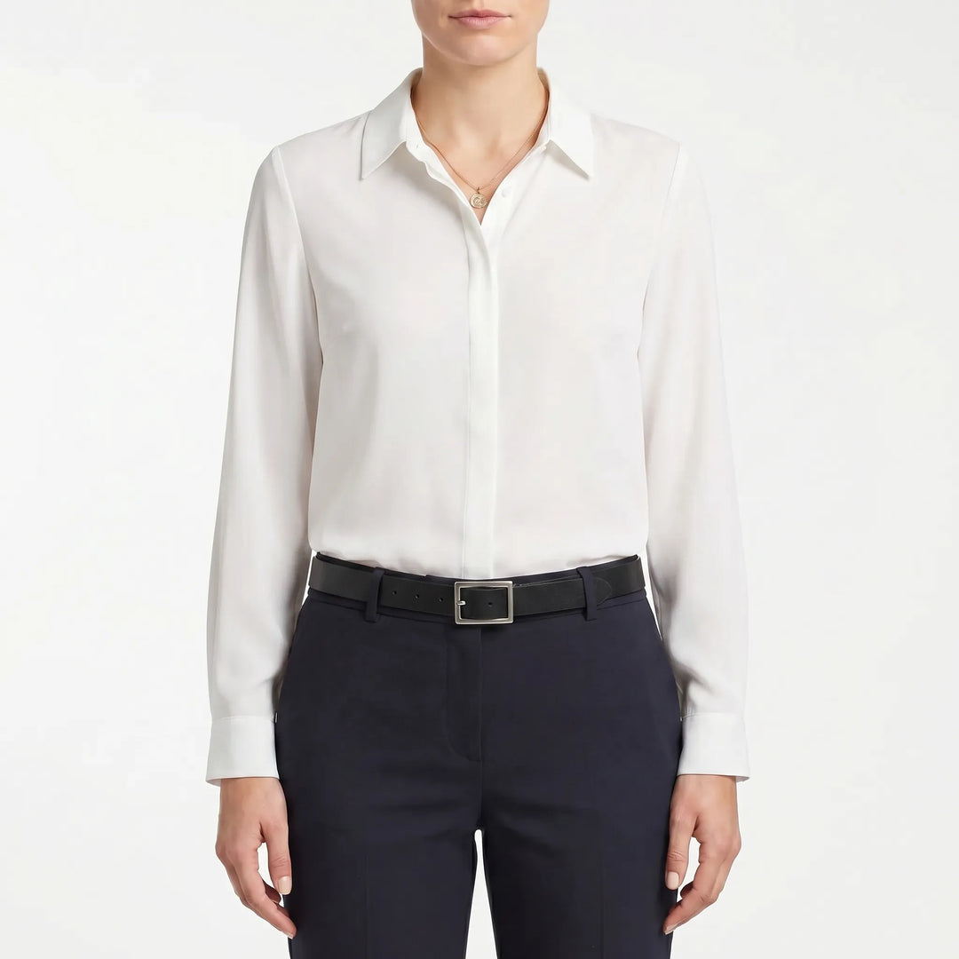 Women's Button Up Blouse - Collared with Long Sleeve for Work
