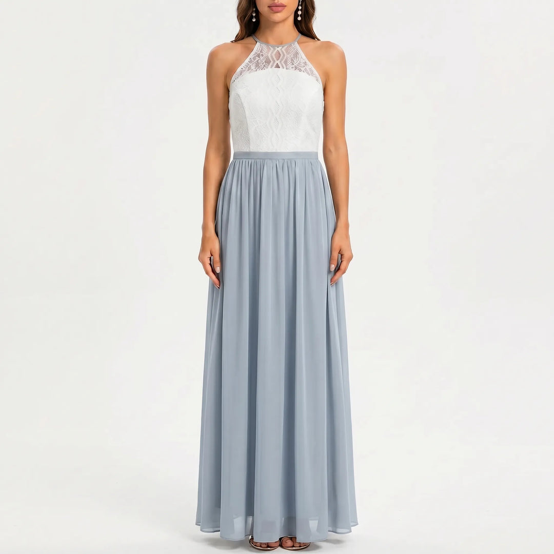 Women's Halter Maxi Dress - Open Back for Wedding Guest