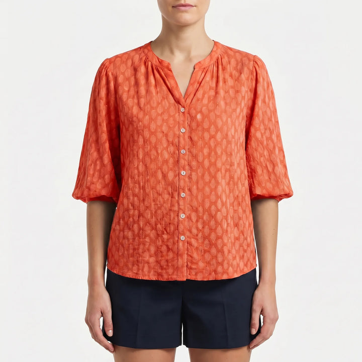 Women's Printed Button Down Blouse - Summer Boho V Neck Top