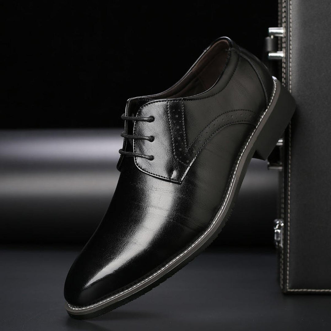 Men's Oxford Lace Up Shoes - Pointed Toe with Brogue for Work