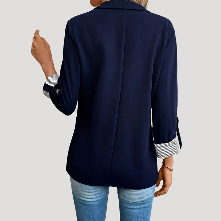 Women's Open Front Blazer - Casual Work Jacket with Roll Sleeves