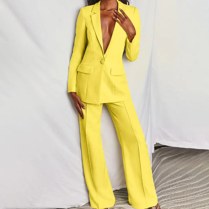 Women's 2 Piece Suit Set - Blazer and Wide Leg Pants