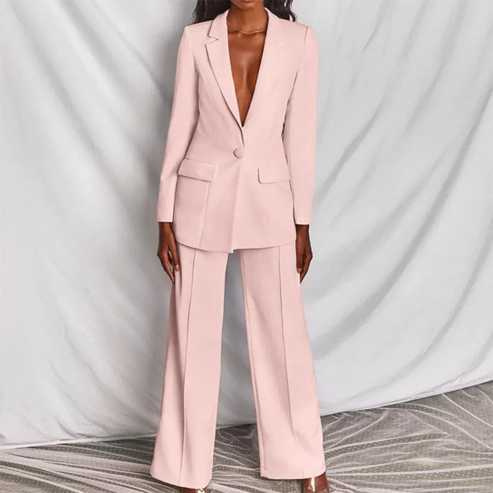 Women's 2 Piece Suit Set - Blazer and Wide Leg Pants