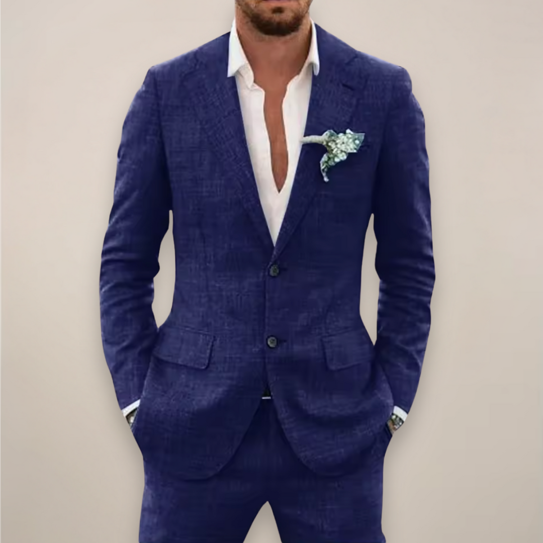 Men's 2 Piece Linen Suit Set - Blazer and Pants for Wedding