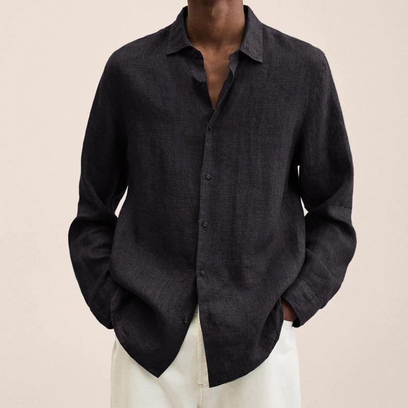 Men's Long Sleeve Linen Shirt - Casual Summer Button Down